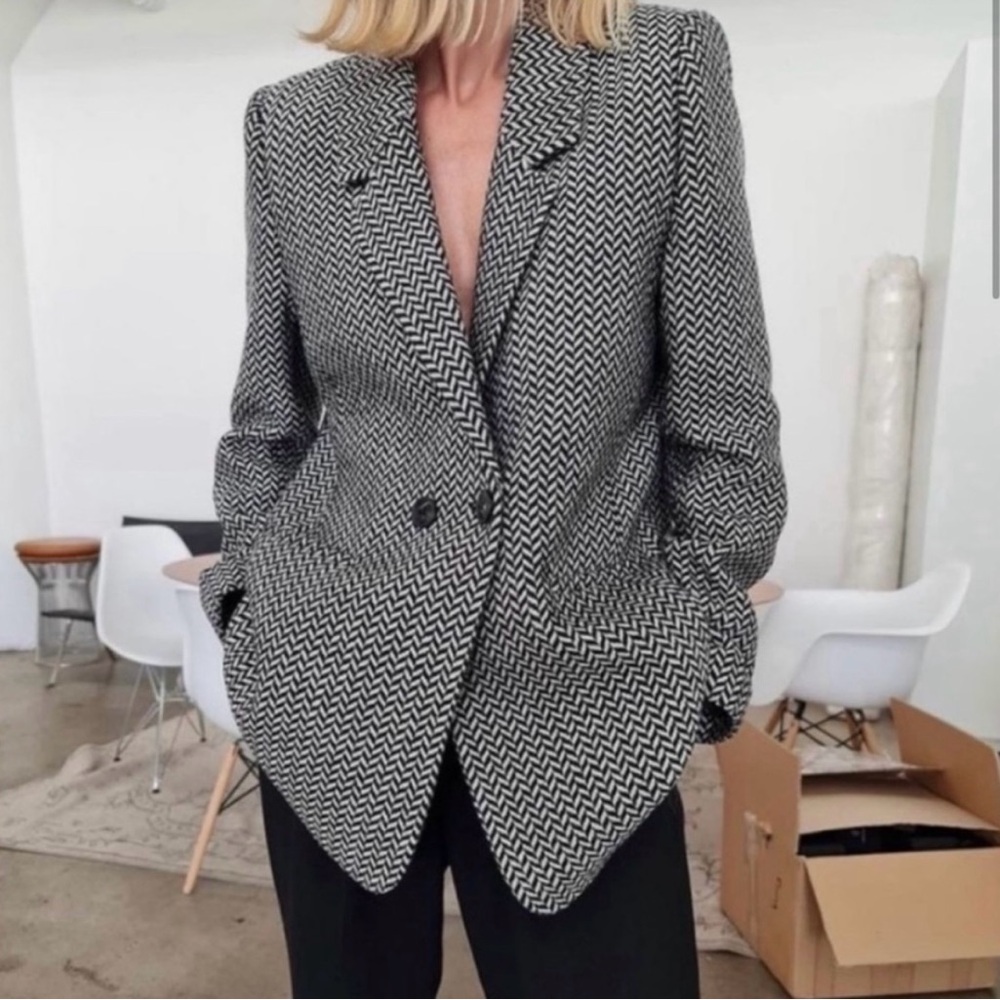 Anine Bing Oversized Fishbone Blazer, XL
